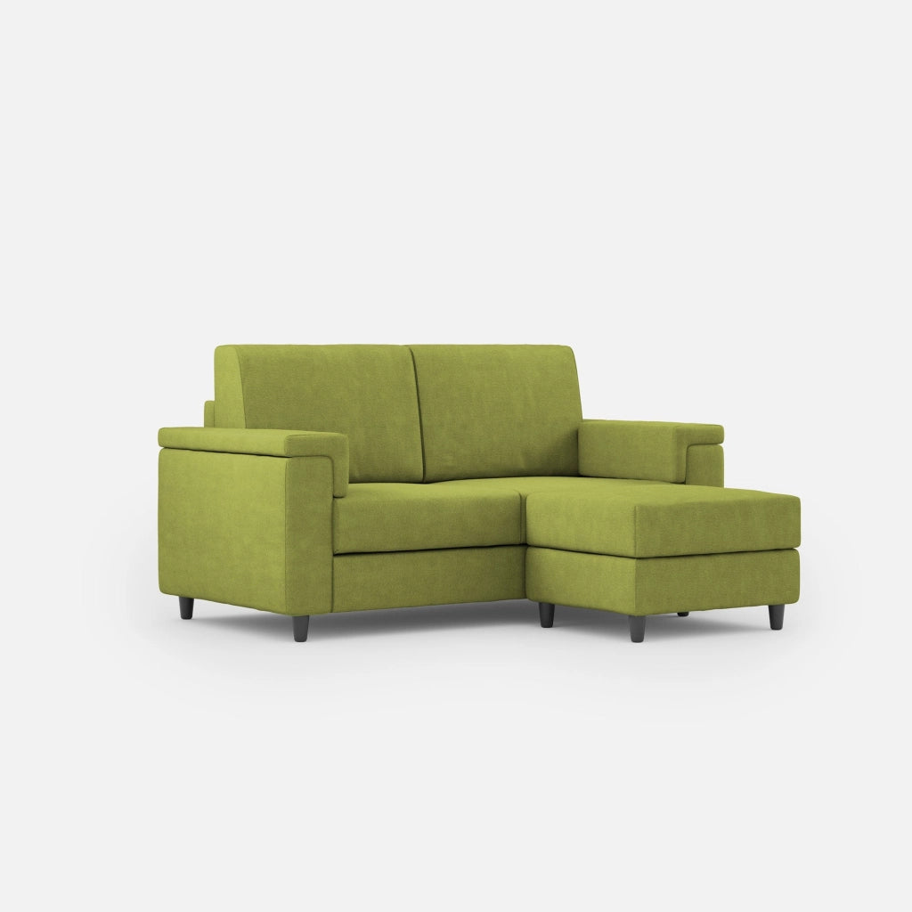 Divano 2 Posti con Pouf 168x145x85 cm Marrak in Tessuto Verde
