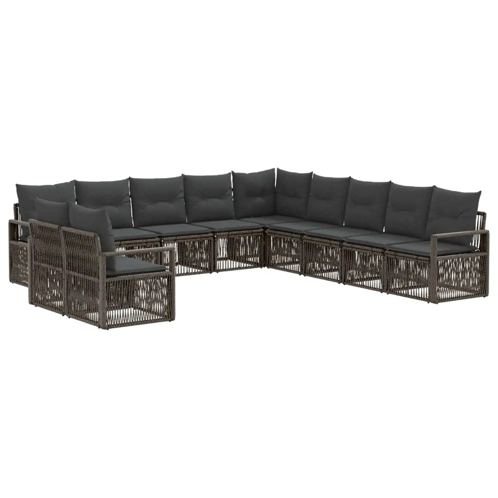 Set Divano da Giardino 11 pz Grigio polyrattan 3435764
