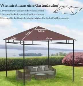 Copertura di Ricambio per Gazebo 2,98x2,95 m in Poliestere Beige per Giardino e Terrazza