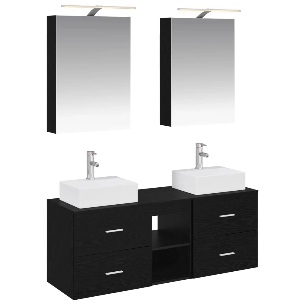 Set di mobili per il bagno 5 pz Rovere Nero 3406792