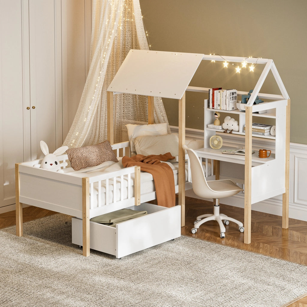 letto bambini legno bianco 90 x 200 cm