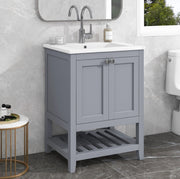 Mobile lavabo a pavimento 61x46x90 cm in legno e MDF grigio chiaro