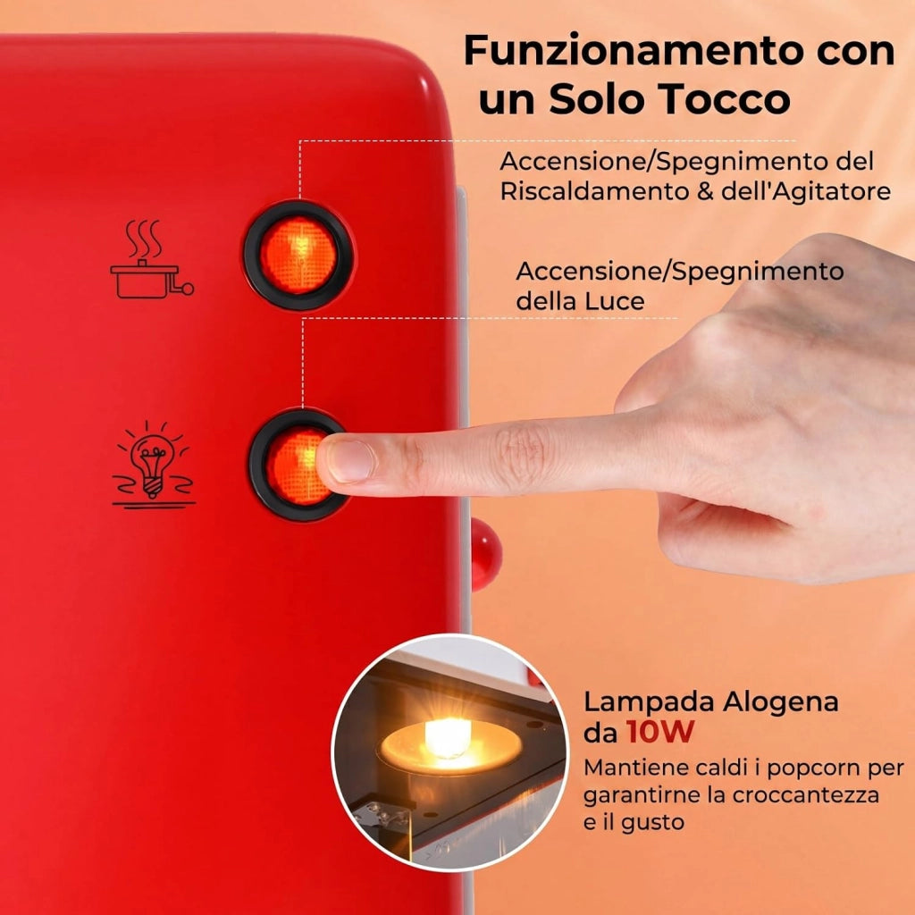 Macchina Pop Corn per Casa in Acciaio Inox, Cottura in 3-5 minuti
Popcorniera con Cucchiai per Chicchi e Olio, Condimento Personalizzato, Stile Cinema