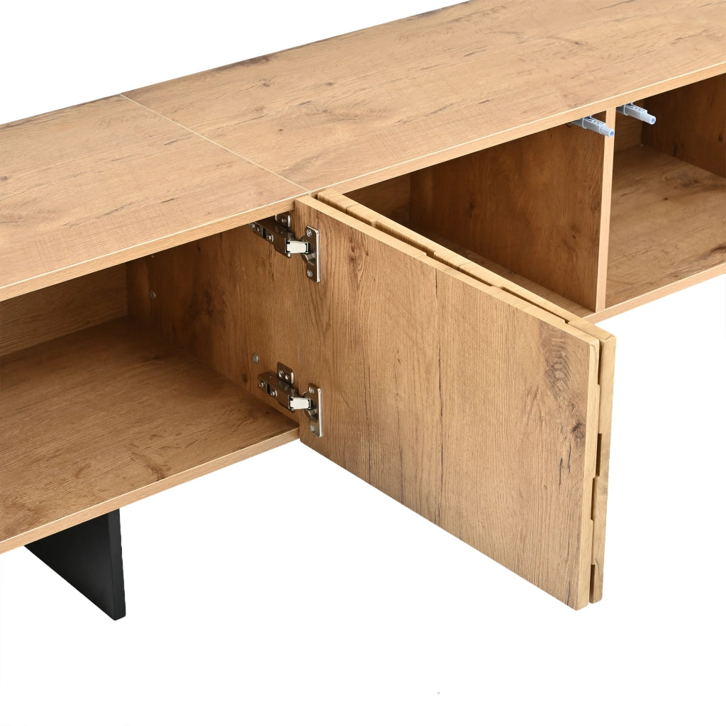 Mobile TV 4 ante push to open in MDF e truciolare effetto legno naturale per TV fino a 75 pollici 180 × 38.5 × 45 cm