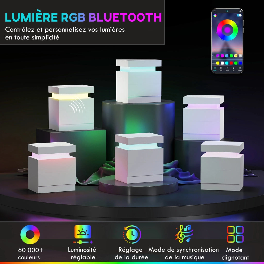 Comodino con luce LED ¨C zephmum ¨C bianco