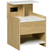 Comodino moderno con 2 prese USB e cassetto ¨C zephmum ¨C 40x40x60cm, colore legno