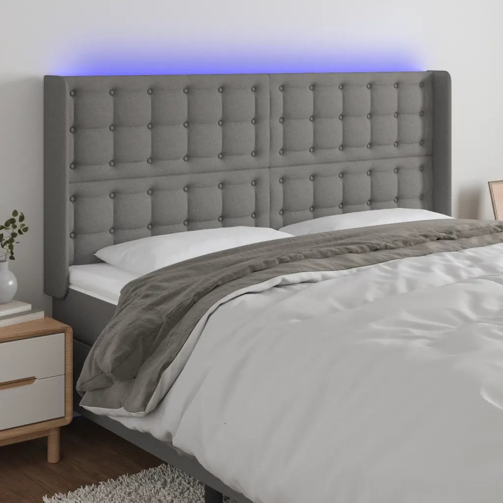 Testiera | Testata a LED GrigioScuro 163x16x118/128cm inTessuto