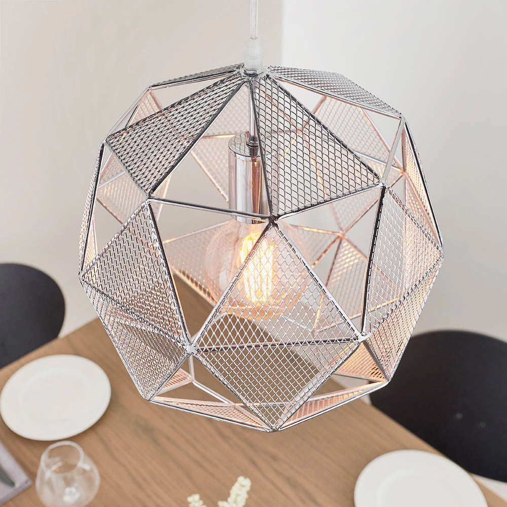 Lampada a sospensione Armour cromata geometrica E27 Endon