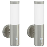 Set di 2 moderne applique da giardino cilindriche 15 x 7,5 x 33 cm in acciaio inox argento 02_0056502