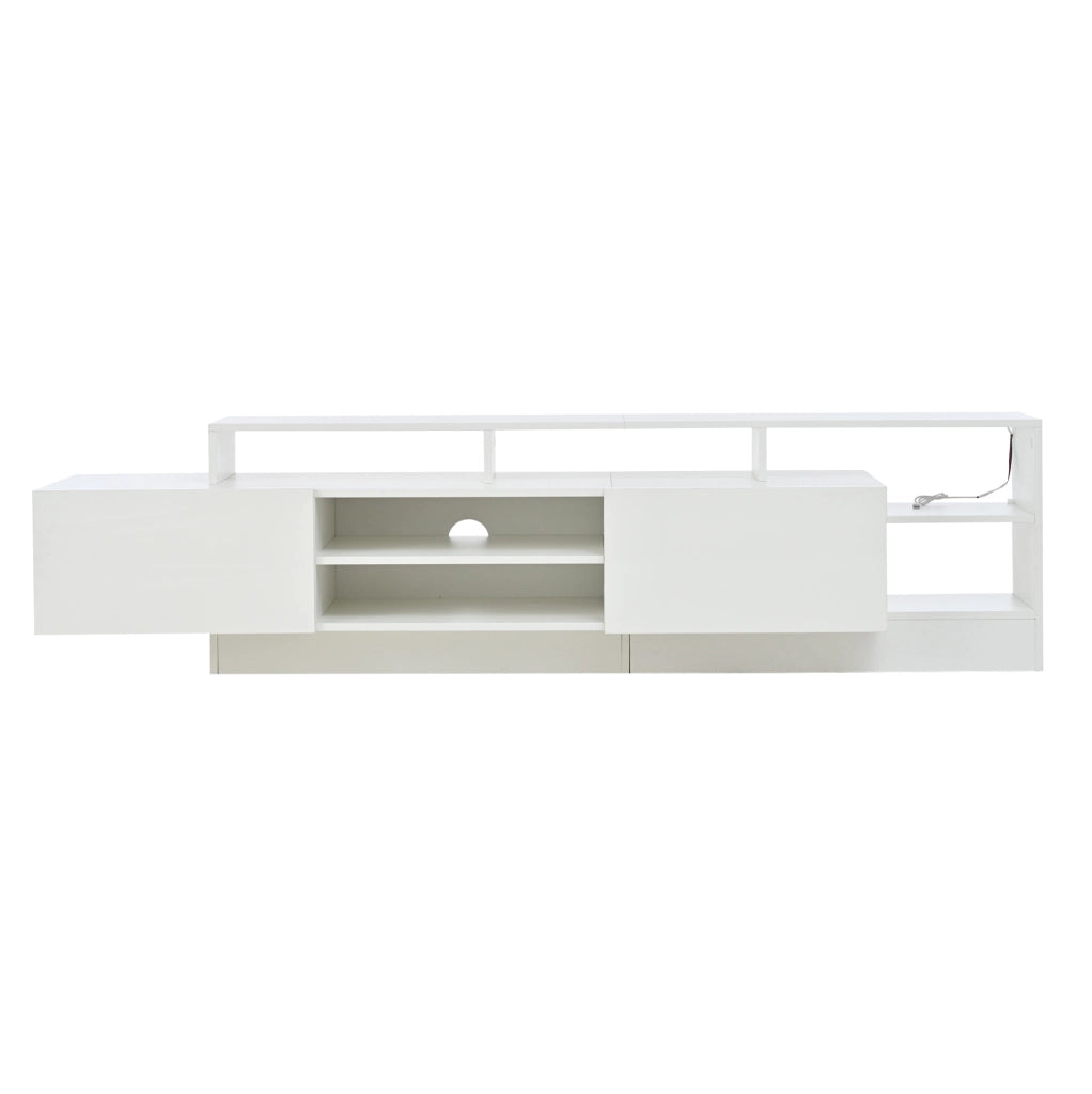 Mobile TV 190 cm bianco con LED; 2 ante a ribalta e vani a giorno HOMVRA