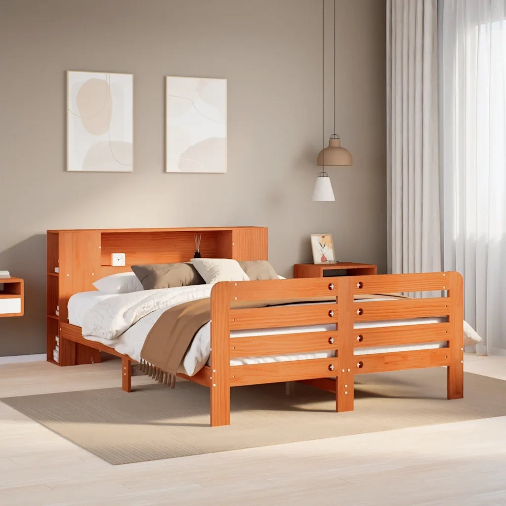 Letto senza Materasso Marrone Cera 140x190 cm in Legno di Pino 3309901