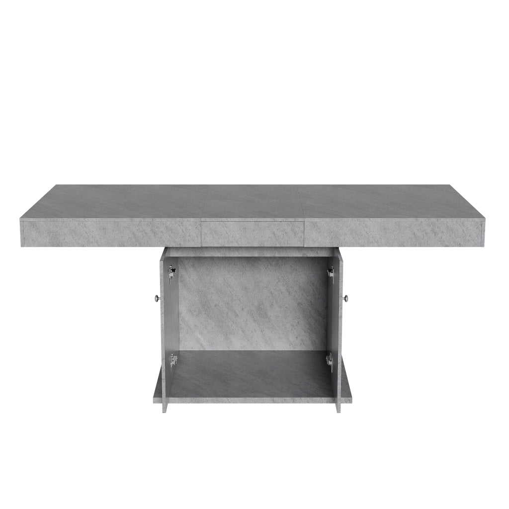 Tavolo da pranzo allungabile con vano contenitore in truciolare e metallo grigio 140/180 × 80 × 76 cm