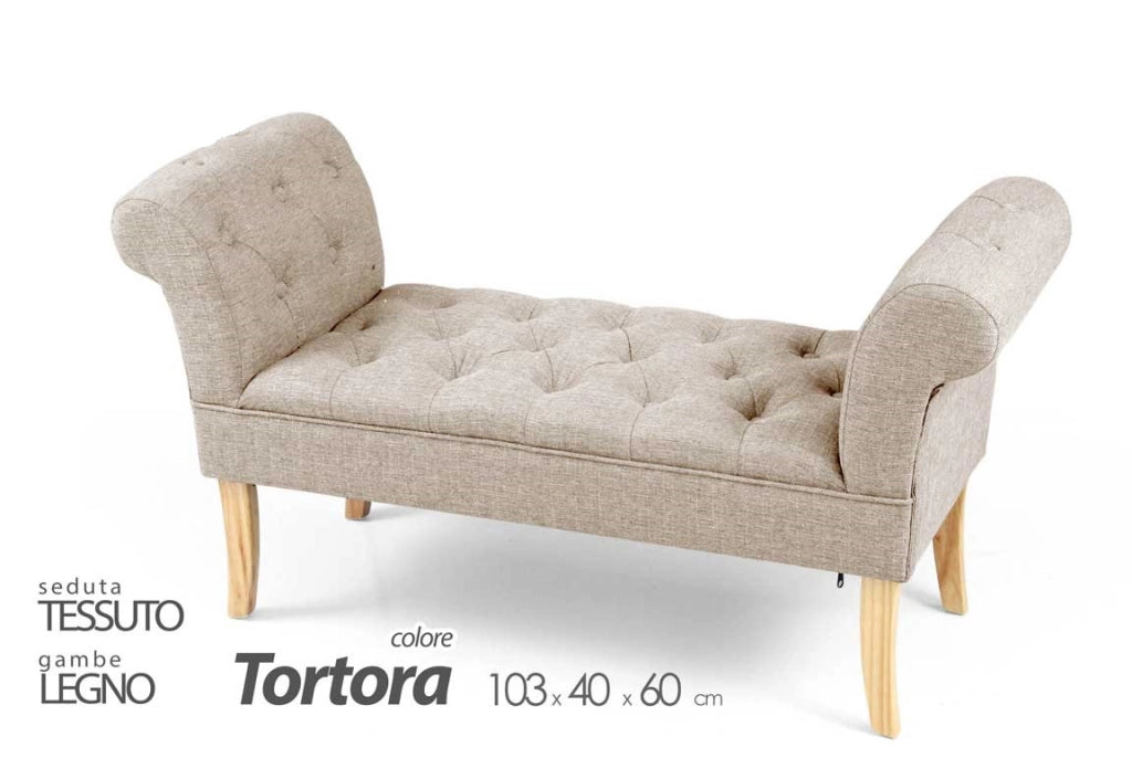 PANCA IN TESSUTO CON POGGIOLI 103 X 40 X H60 CM IN COLORE TORTORA