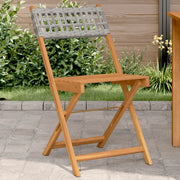 Sedie Pieghevoli 2 pz Grigie Legno Massello Acacia e Polyrattan 367676