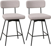 Set di 2 Sgabelli da Bar Girevoli a 360°, Sgabelli da Cucina con Schienale, Poggiapiedi, Sedia Alta Moderna Imbottita Struttura in Metallo, Altezza 90,5 cm, Capacità di 150 kg (Beige)