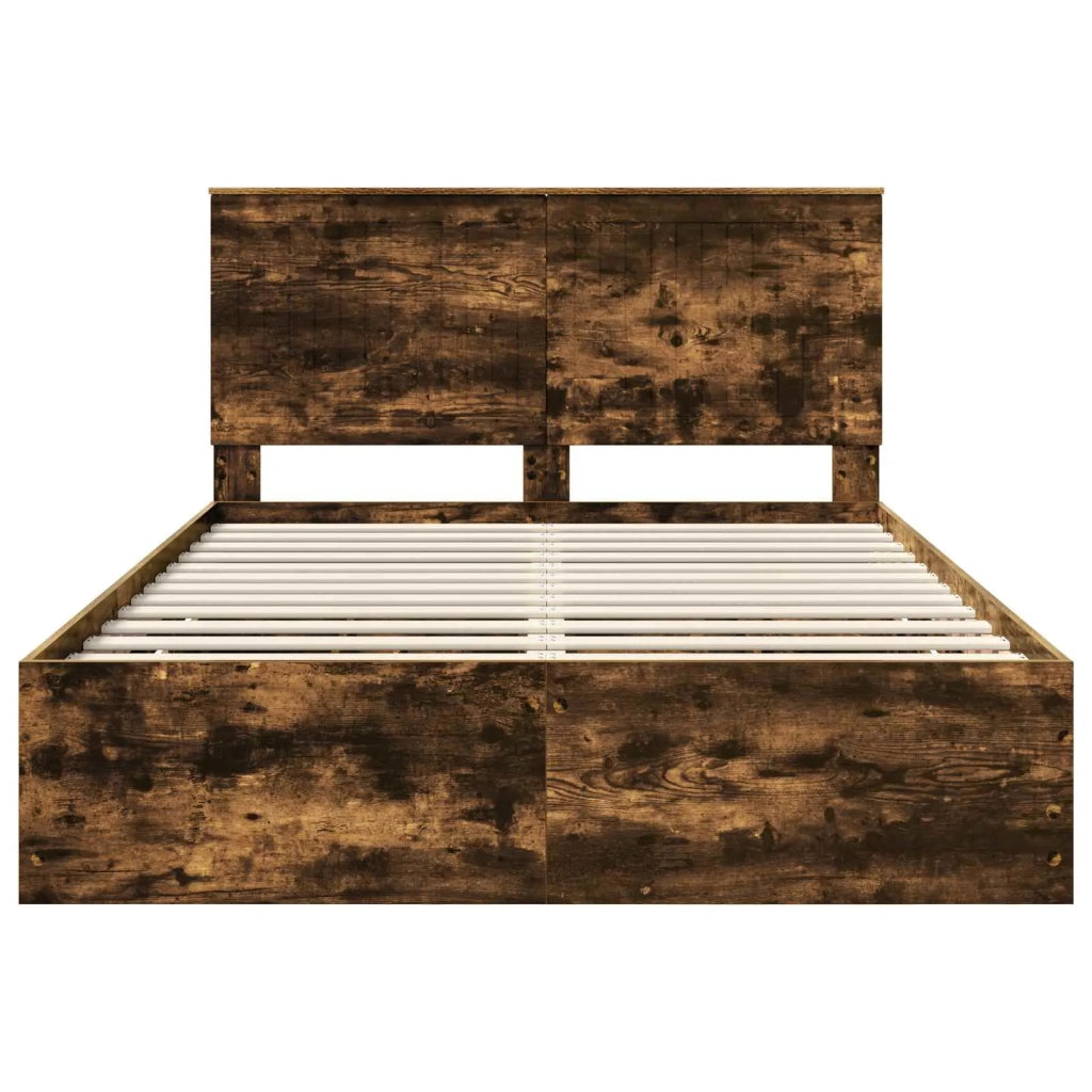 Struttura del letto con cassetto-Giroletto con contenitore-Rete del Letto Rovere fum¨¦ 135 x 190 cm 367609