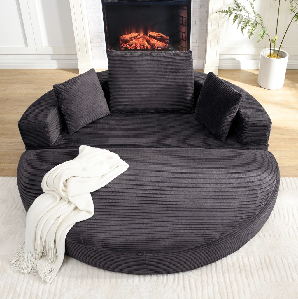 Divano letto pieghevole multifunzione 173 x 176 cm in cordino nero, con 3 cuscini