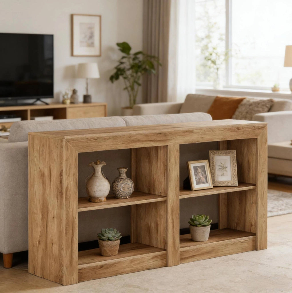 Tavolo Consolle a 3 Ripiani in MDF 150x35x85 cm, Tavolo d'Ingresso Rustico