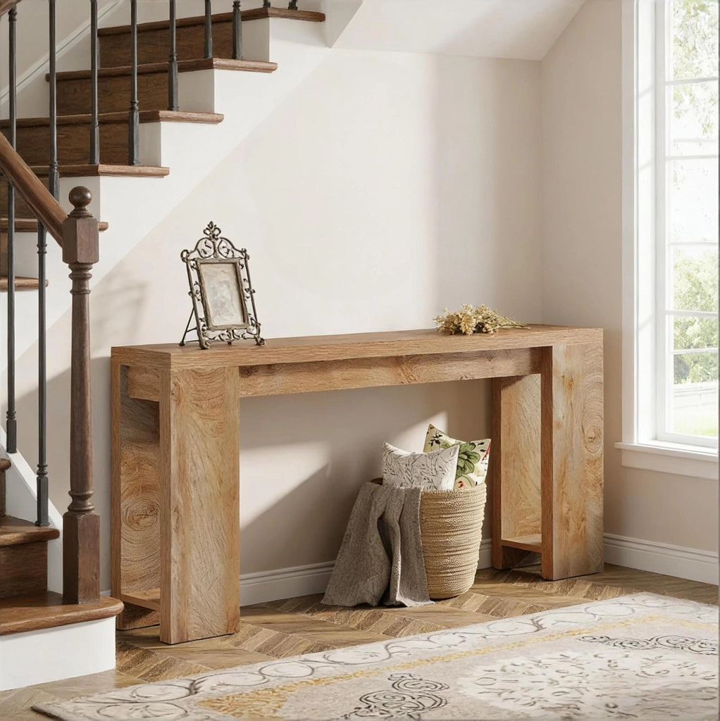 Tavolo consolle extra lungo in legno marrone 63 x 11;81 pollici