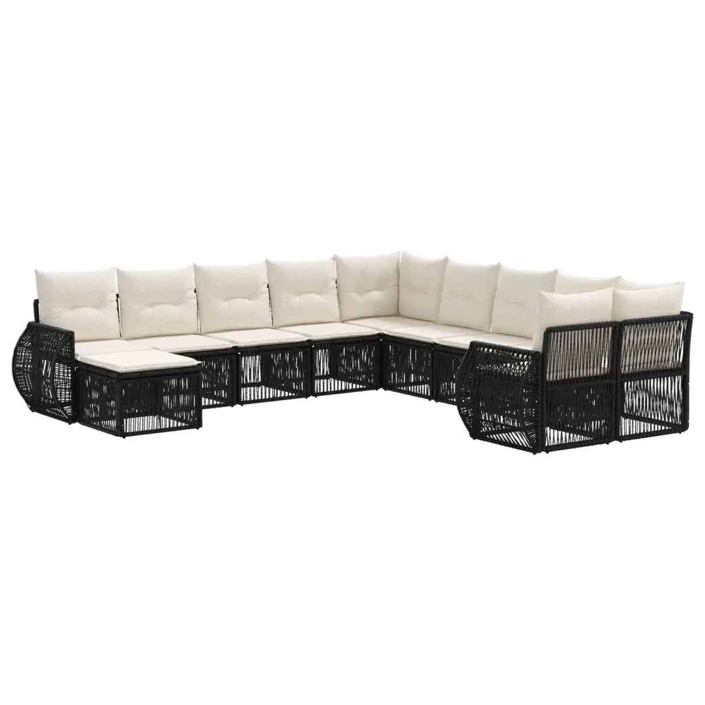 Set Divano da Giardino 11 pz Nero polyrattan 3435616