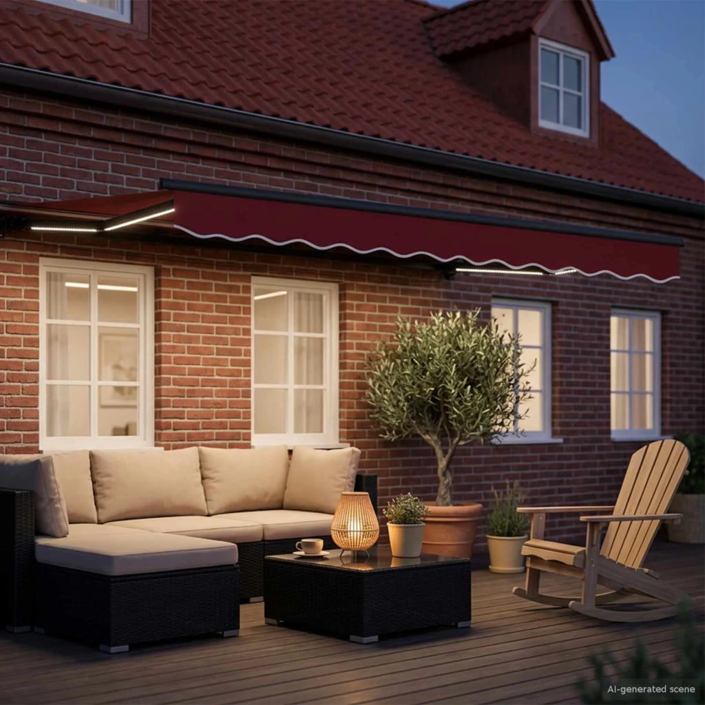 Cornice per Tenda Manuale con LED Rosso e Antracite 3 x 2,5 m 3420816