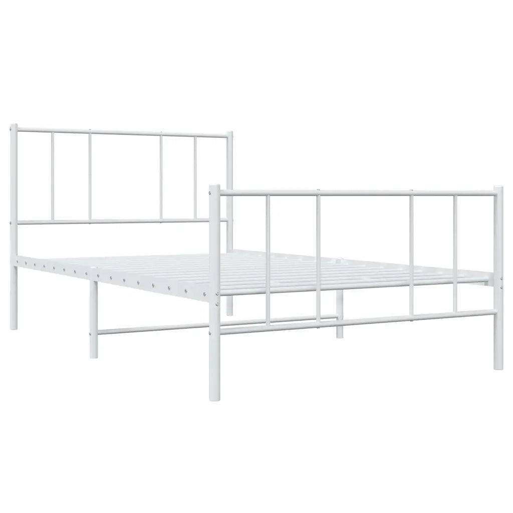 Giroletto con Testiera e Pediera Metallo Bianco 90x190 cm 352539