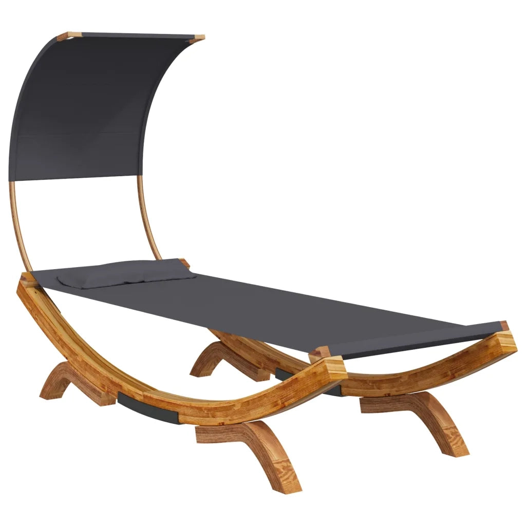 Lettino con Tettuccio 100x200x126 cm in Legno Curvato Antracite CFW5557793
