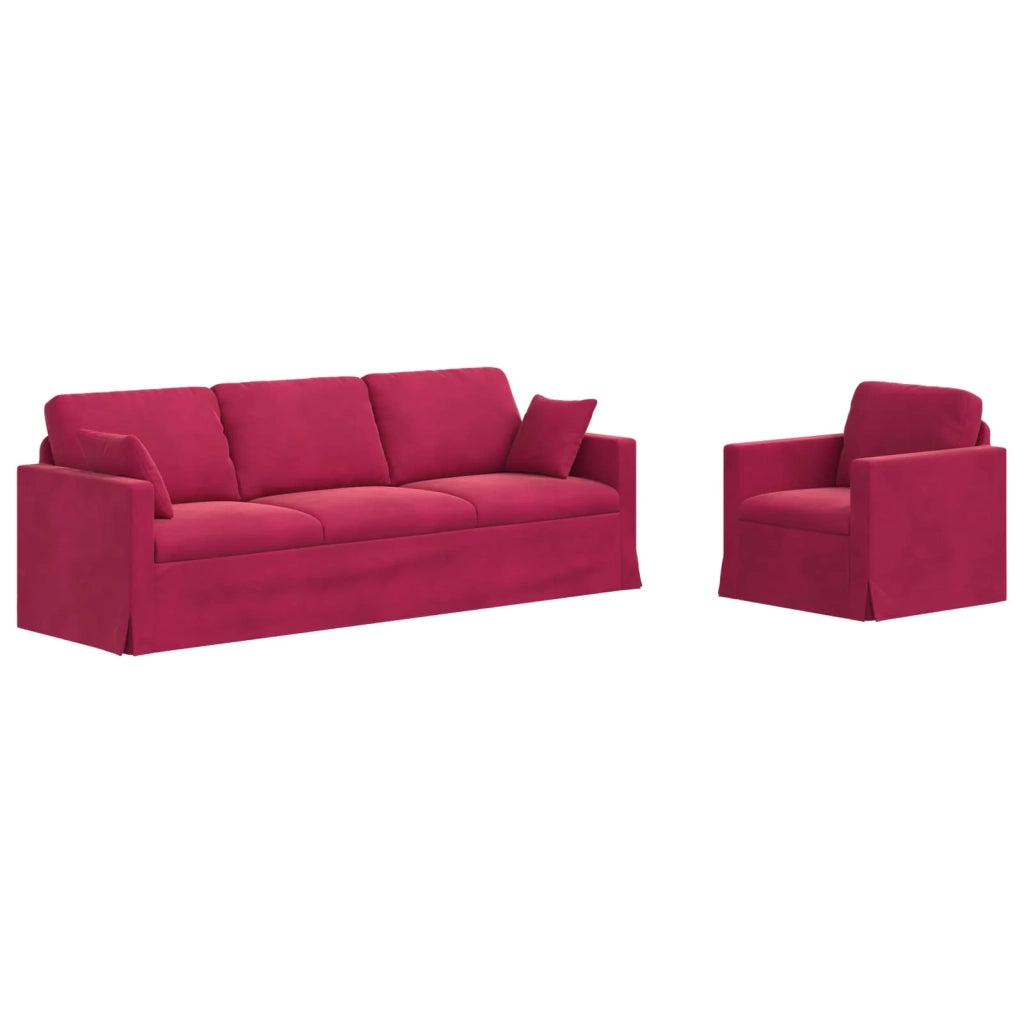 Set di divani 2 pz Rosso Vino Velluto 3407630