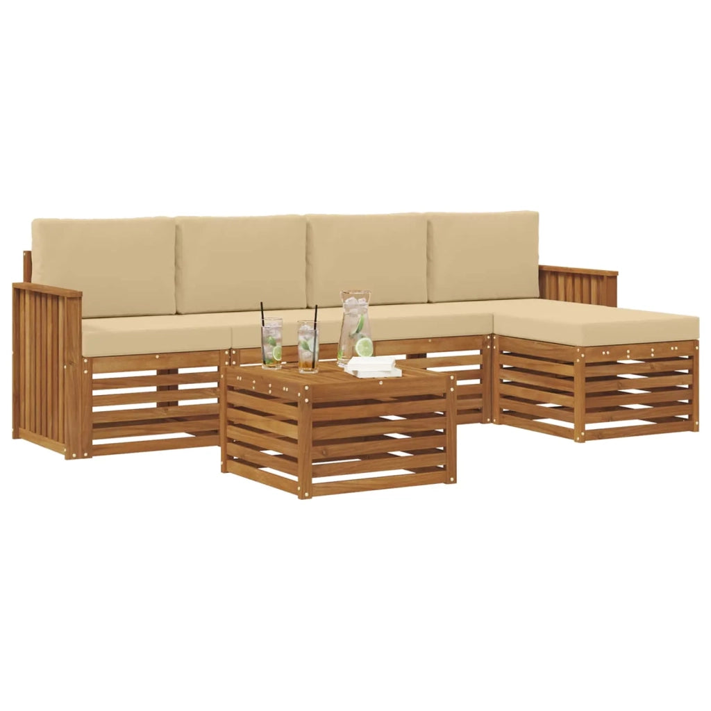Set di divani da esterno 6 pz Naturale e Beige 3374688