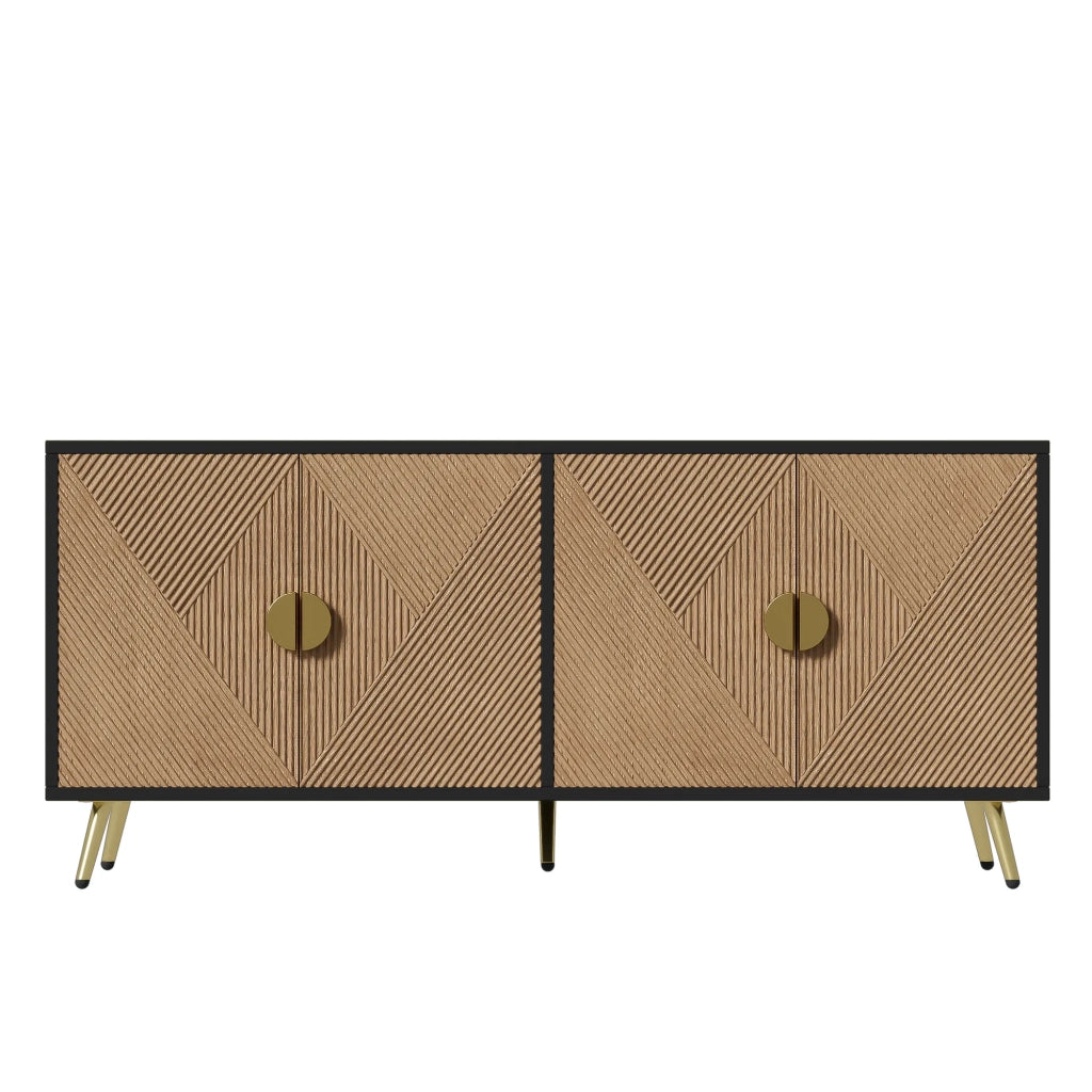 Sideboard 160 cm, 4 ante, maniglie spazzolate oro e gambe tavolo lucide