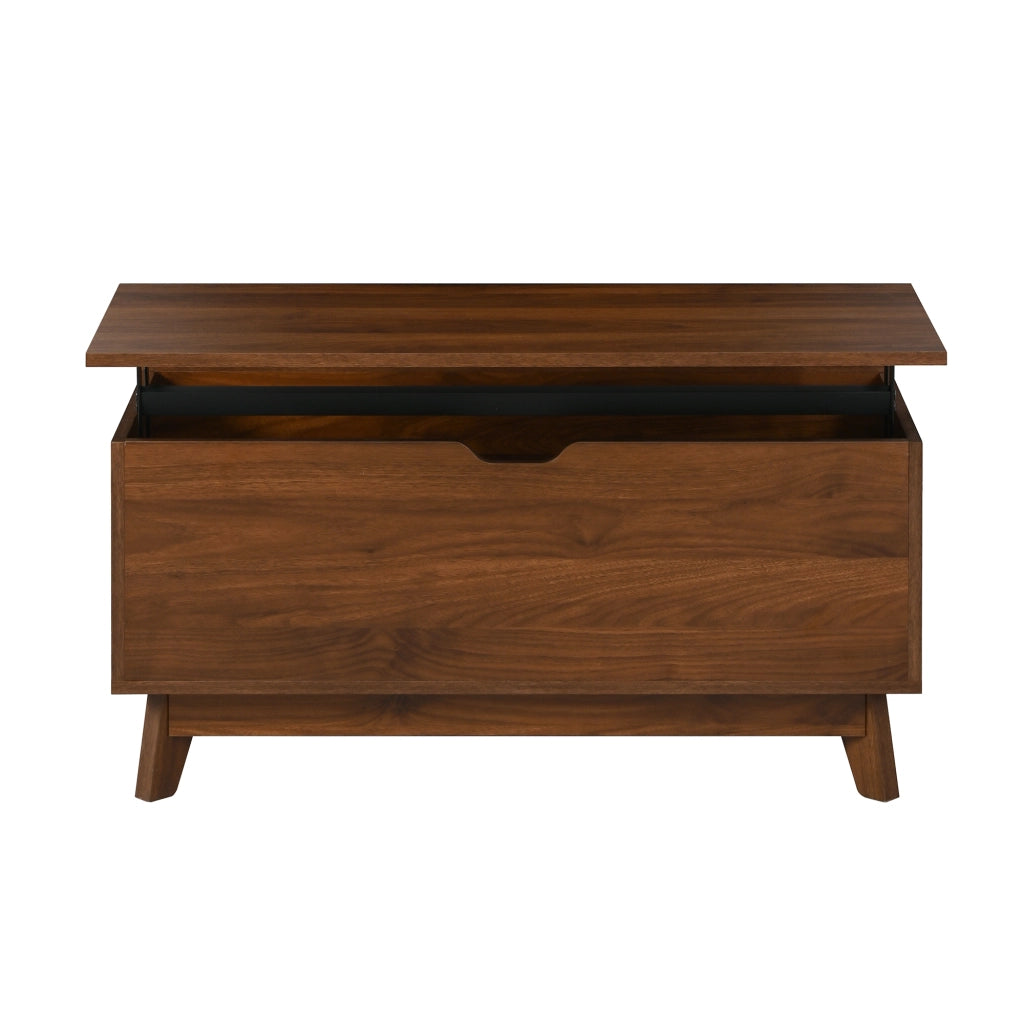 Tavolino basso alzabile con piano estensibile e anta scorrevole in MDF effetto noce per soggiorno 90 × 55 × 57.5 cm