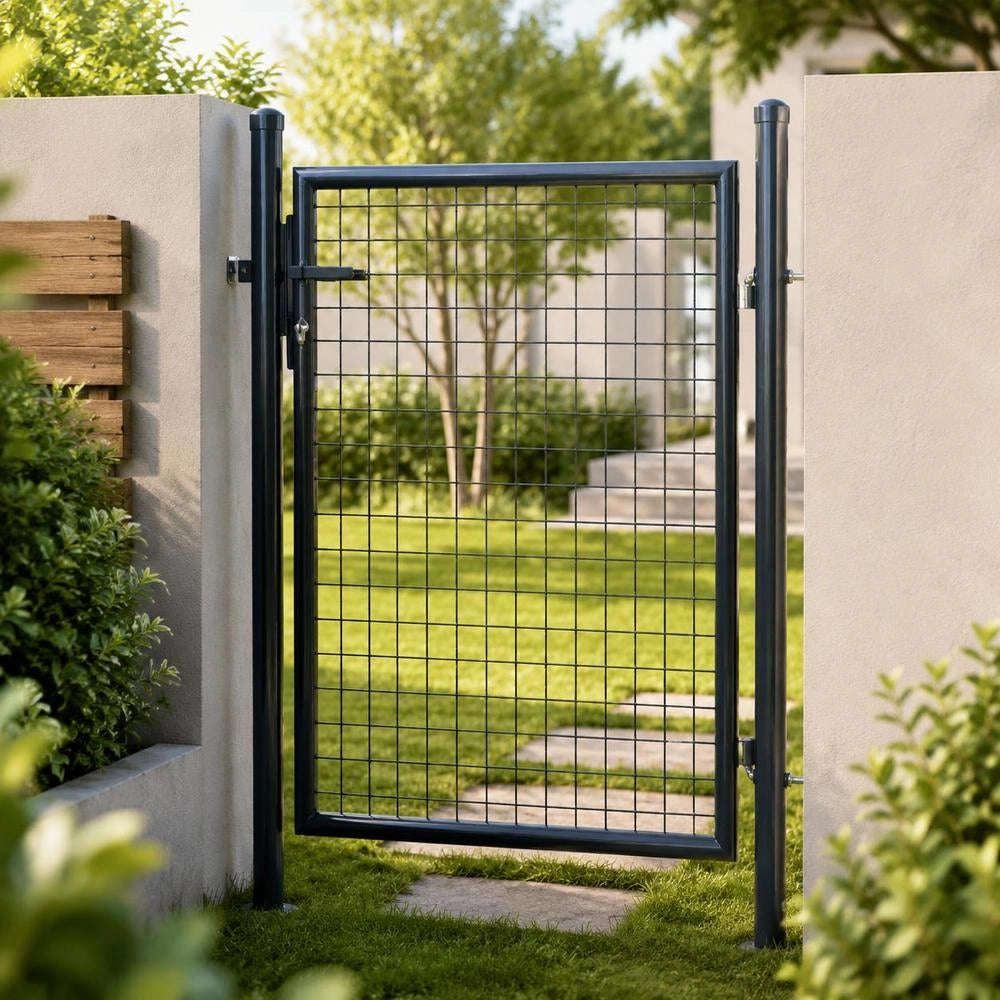 Grid Garden Gate, Galvanized Steel, 100 X 100 Cm, Grey