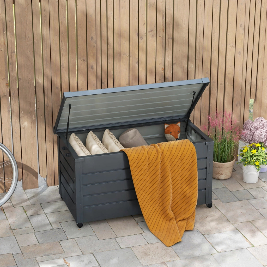 Baule da Giardino ¨C Minimal ¨C Grigio Scuro Acciaio Zincato 120x62x66 cm