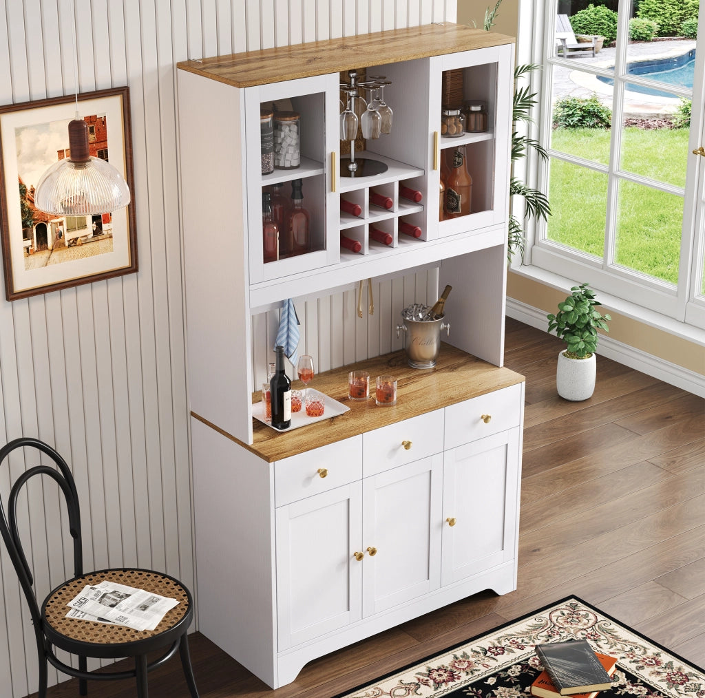 Credenza alta 5 ante e 3 cassetti bianca in MDF