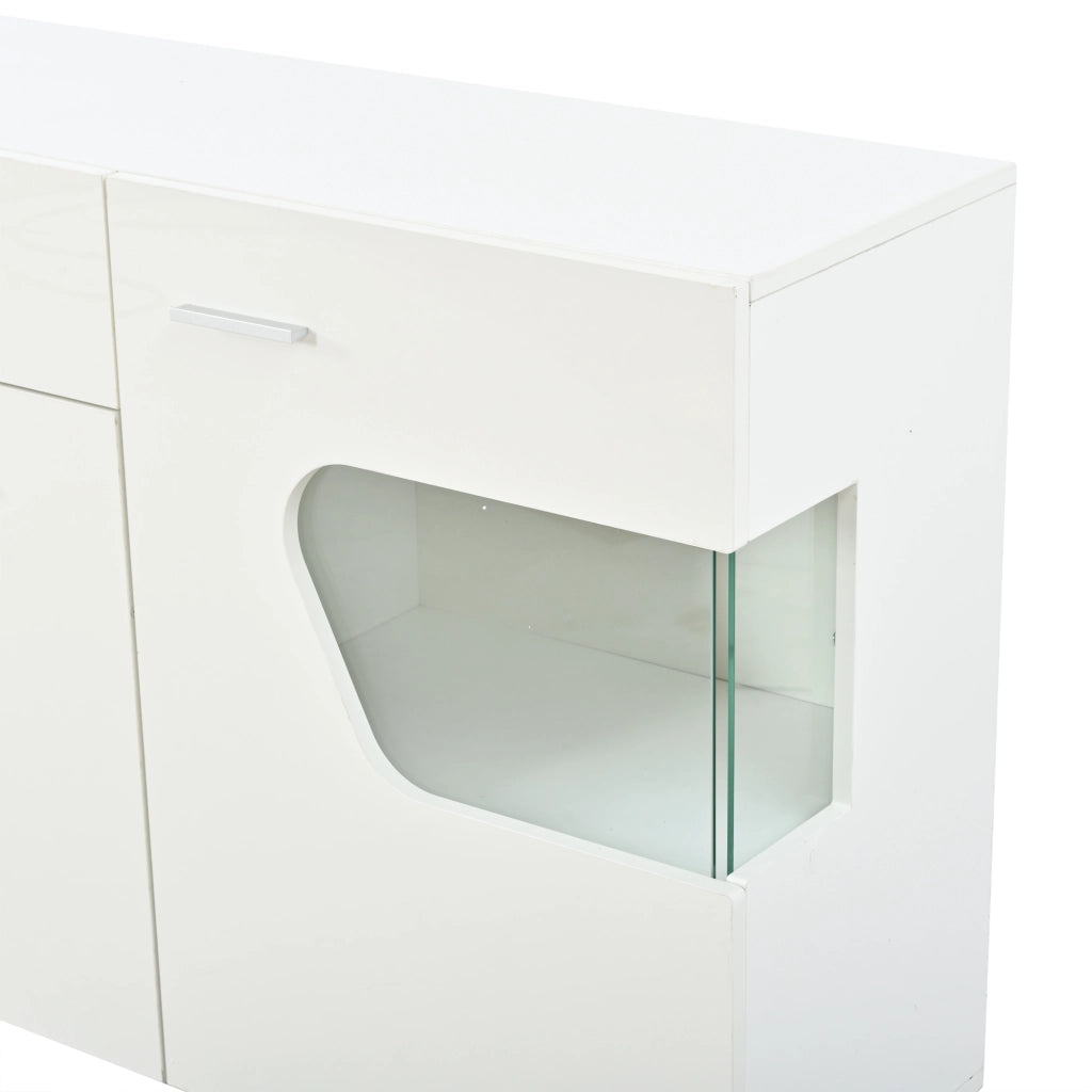 Sideboard 140x33x70 cm con luci LED in MDF bianco
