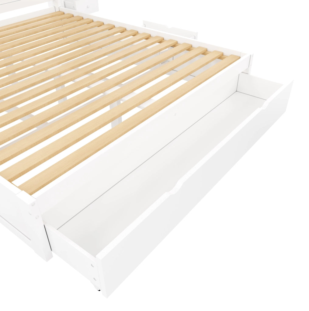 Letto Matrimoniale con 7 Cassetti e LED 140 x 200 cm - Bianco - Ideale per Camera da Letto - Senza Materasso