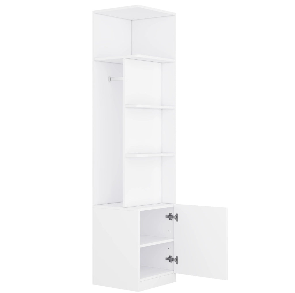 Ampio armadio bianco con 3 tubi appendiabiti, 4 cassetti e design multifunzionale, 200 x 225 x 45 cm