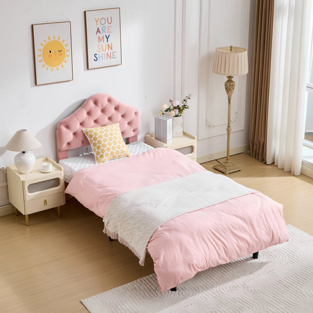 letto imbottito velluto rosa 90 x 200 cm