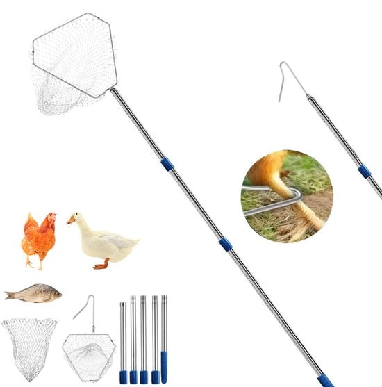 Vanga per Polli - Regolabile con Rete di Cattura - 1 pezzo - 99-198 cm