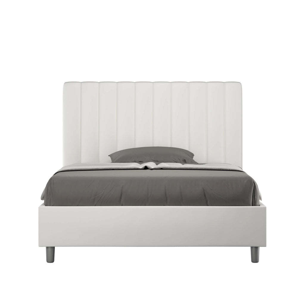 Letto 1 Piazza e Mezzo 120x200 cm con Rete e Contenitore Agueda Bianco