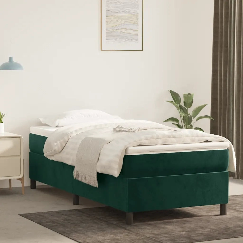 Giroletto a Molle con Materasso-Struttura Letto Verde Scuro 90x200 cm Velluto 550716
