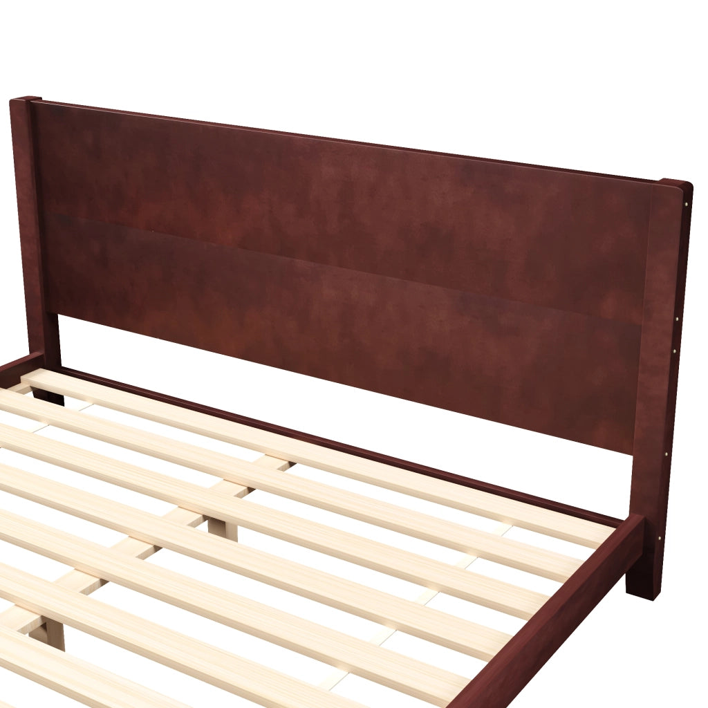 Letto piattaforma 180 × 200 cm con testiera e rete a doghe in MDF e legno colore marrone