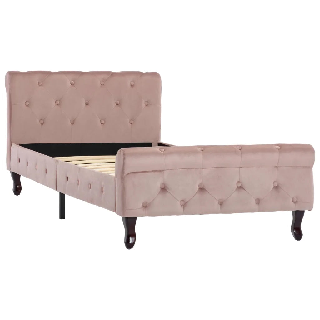 Giroletto-Struttura Letto Rosa in Velluto 90x200 cm 945538