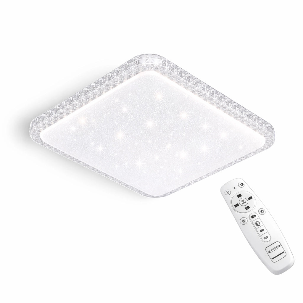 Plafoniera LED 58x58 cm 48W 3840LM Dimmerabile con Telecomando, Cambio Temperatura Colore, Soffitto Acrilico Effetto Cielo Stellato, IP20, Fascio 120°