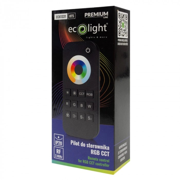 Telecomando RF RT5 touch per LED RGB+CCT nero Ecolight