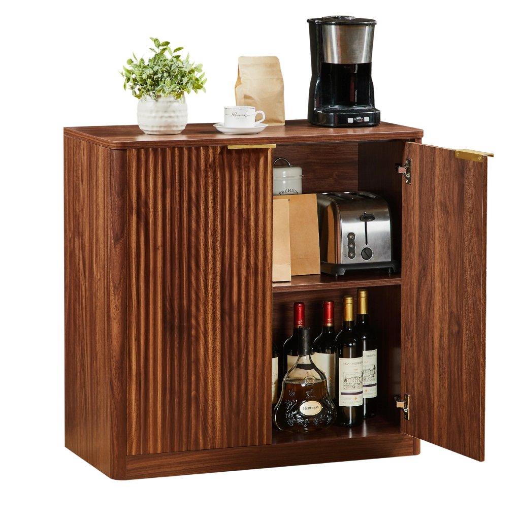 Credenza con ripiani regolabili in truciolato marrone pannelli incassati per soggiorno e sala da pranzo 80 × 40 × 80 cm