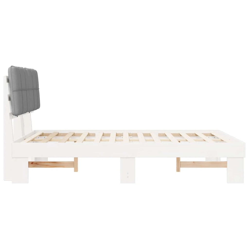 Letto con Testiera Rivestita Grigio chiaro 140 x 190 cm 877428