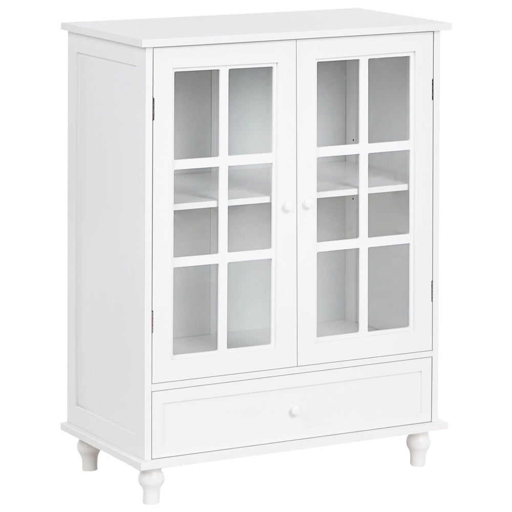 Credenza Bianca 2 Ante Con Cassetto Armadio Portaoggetti MDF Soggiorno