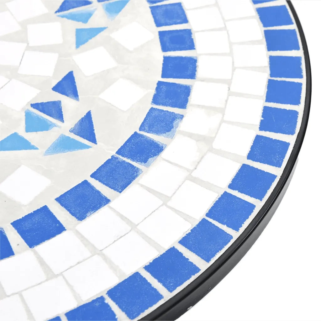 Tavolino da Giardino | Tavolino da Bistrot con Mosaico Blu e Bianco ?50x70 cm Ceramica