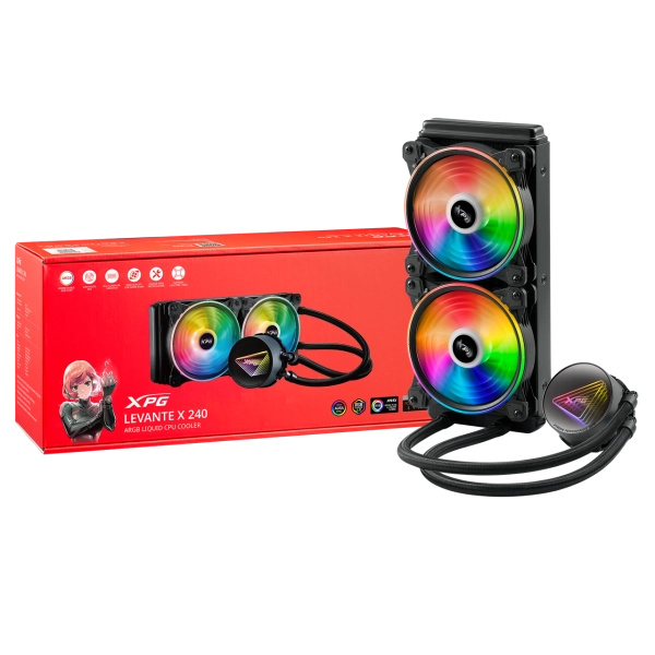 ADATA XPG DISSIPATORE CPU ACQUA LEVANTE X 240 ARGB BLACK RGB MIRROR PUMP HEAD